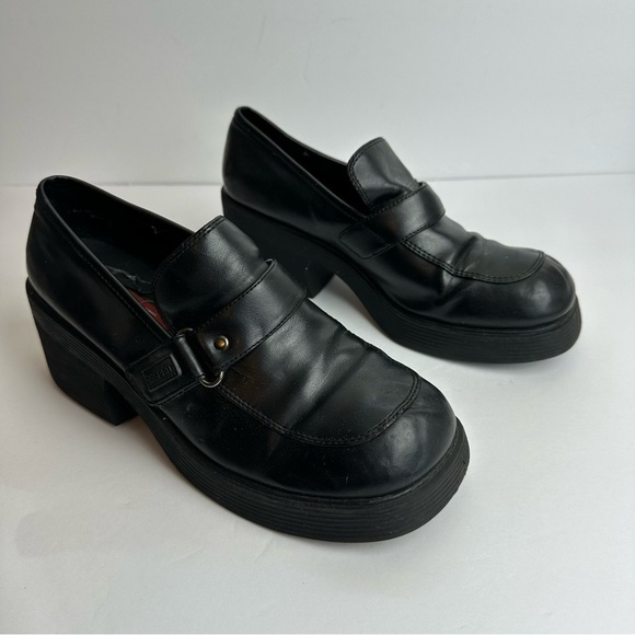 Vintage 90s Esprit Chunky Platform Loafer Shoes Women's size 9 Grunge y2k goth - Picture 1 of 12